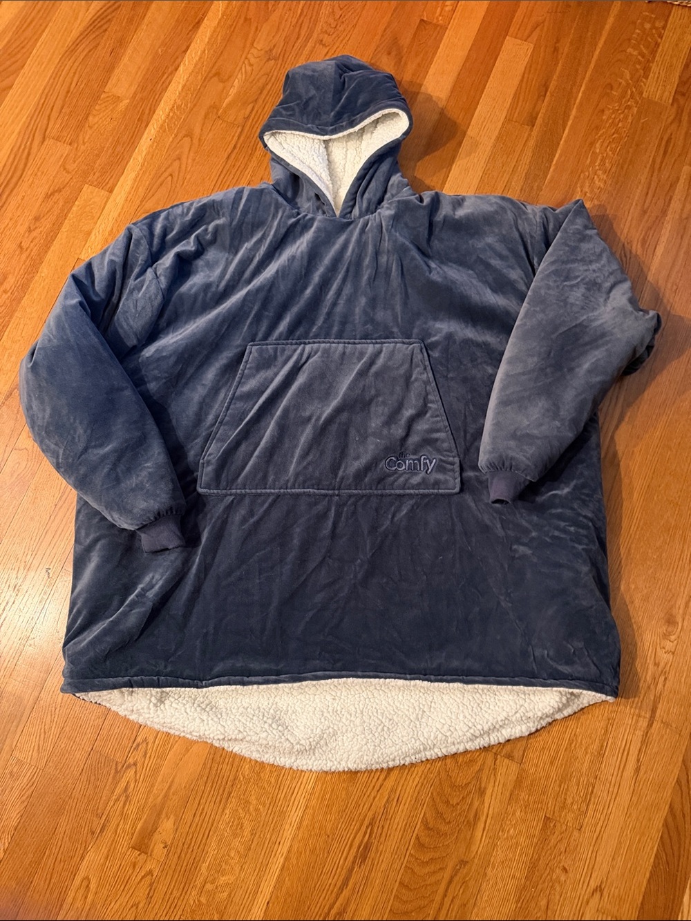 The Comfy Oversized Hooded Wearable Blanket - Navy Blue with Cream Lining